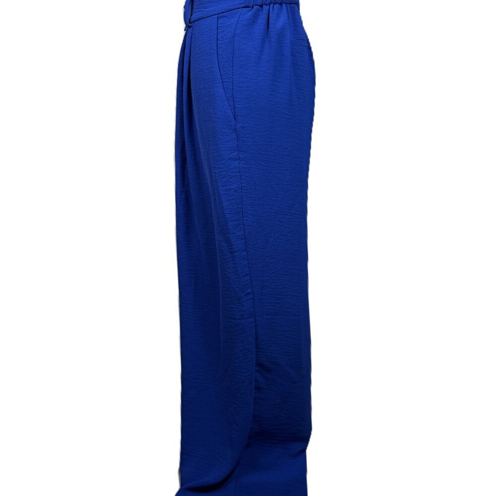 Tulléa Los Angeles Royal Blue Wide Leg Flowy Pants Size XL Elastic Waist Pleated - Picture 6 of 9